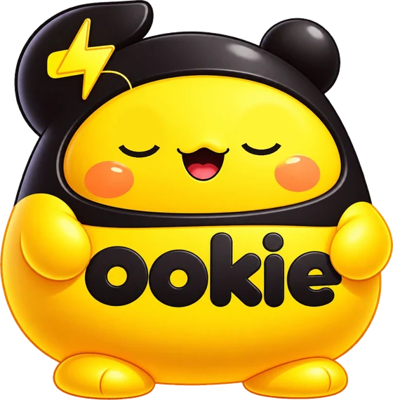 Maskot Cookie tertidur karena baterai habis / Cookie mascot asleep with a low battery